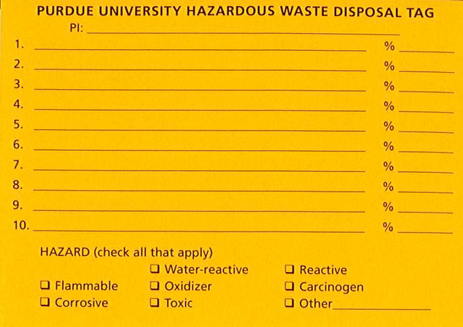 hazardous waste disposal tag